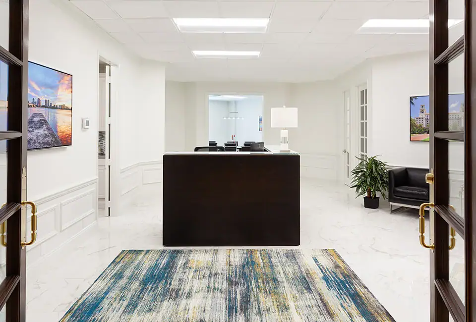 The reception desk in The Suites at 231.